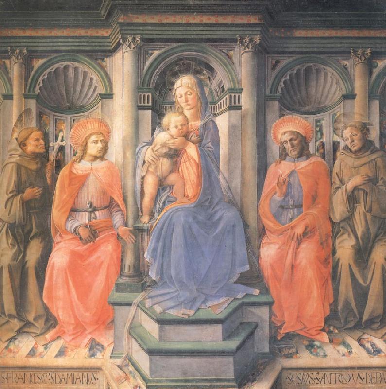 Fra Filippo Lippi Madonna and Child Enthroned with Sts Francis,Damian,Cosmas and Anthony of Padua oil painting image
